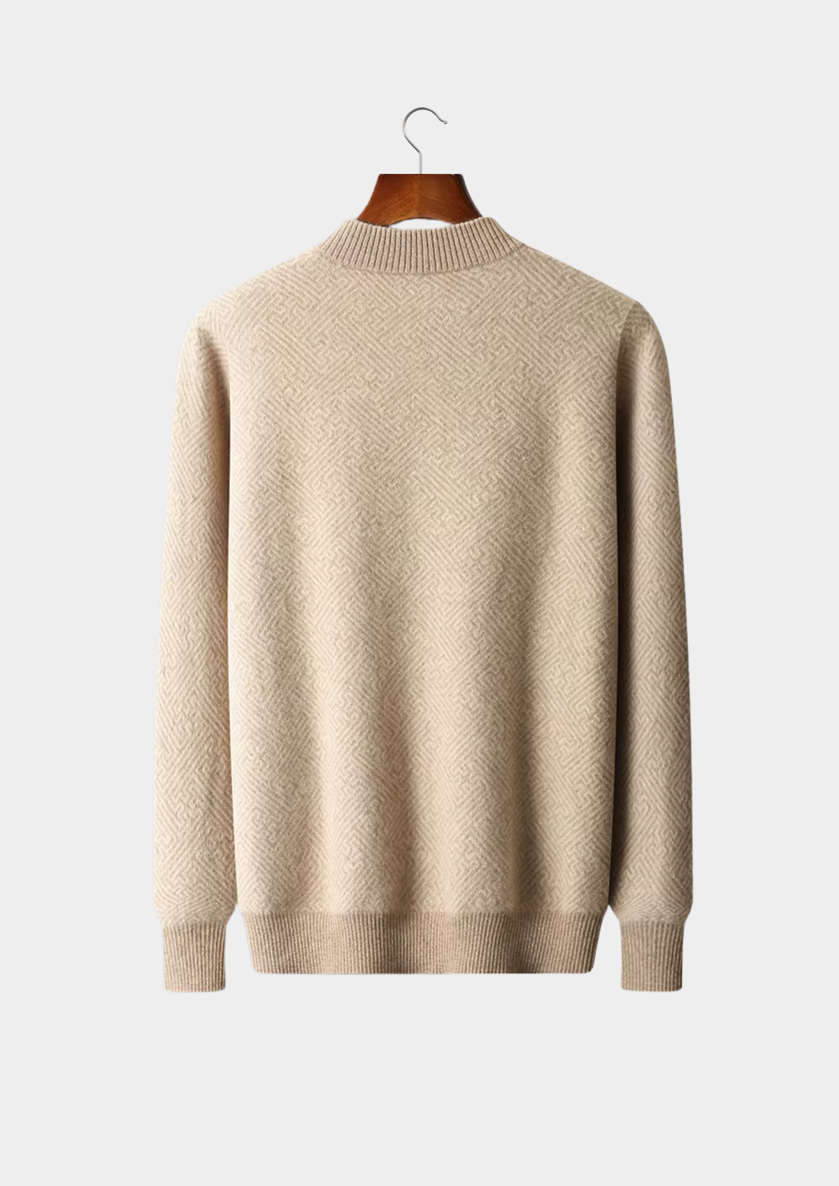 Premium Cashmere Patterned Half-Zip Sweater | Roccella
