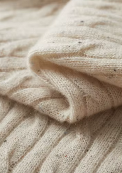 Pure Extra-Fine Merino Wool Nepped Cable Crewneck | Roccella