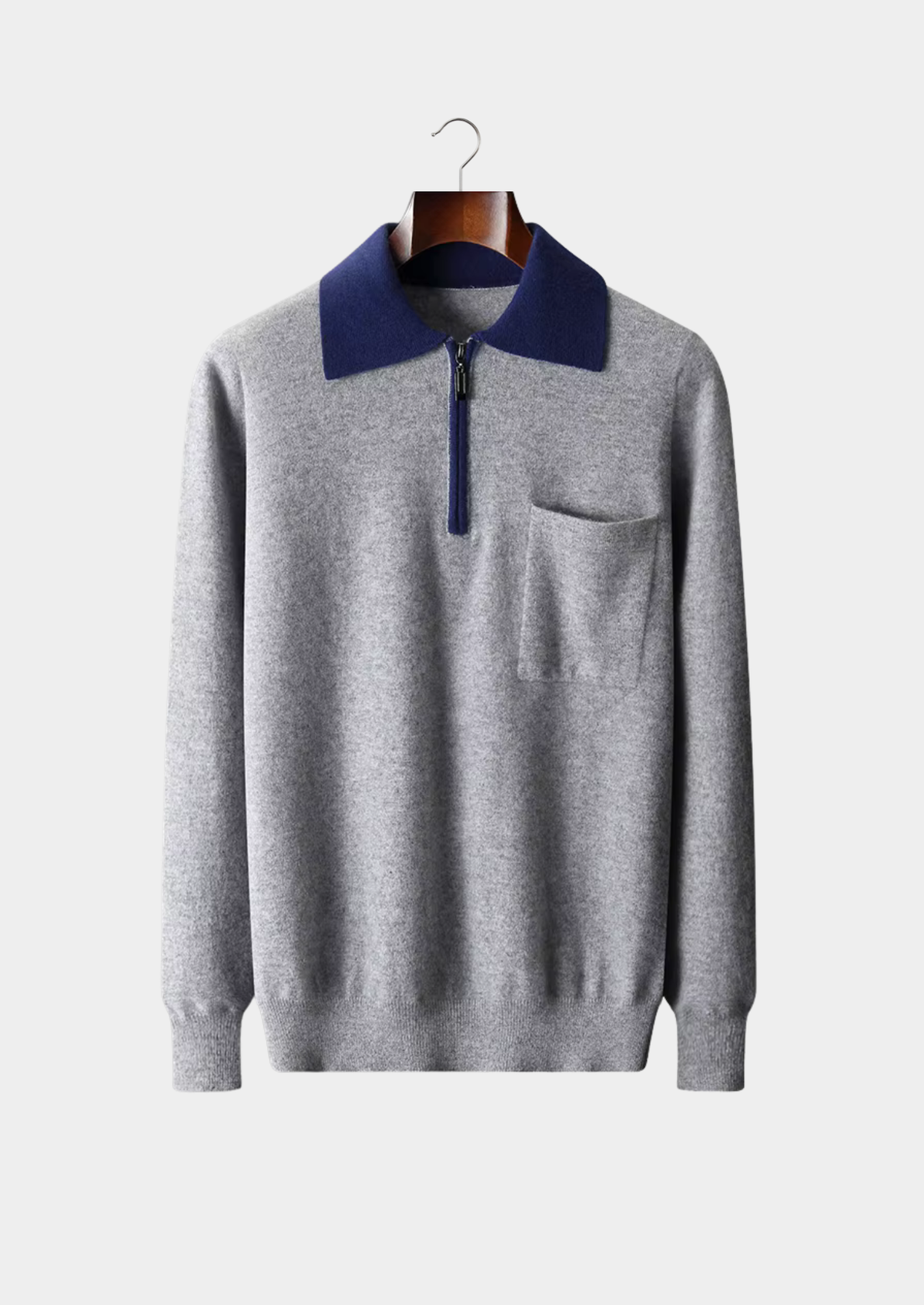 Premium Cashmere Two Tone Zipper Polo | Roccella