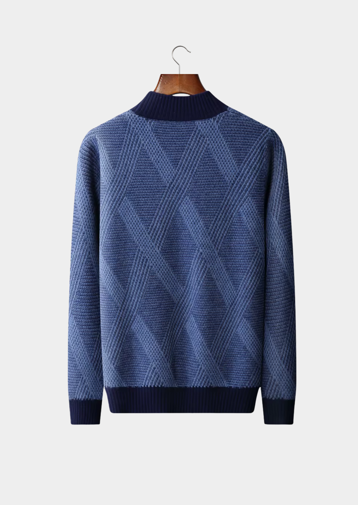 Pure Extra-Fine Merino Wool Two Tone Patterned Mockneck | Roccella