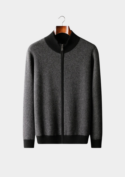 Premium Cashmere Jacquard Zip Cardigan