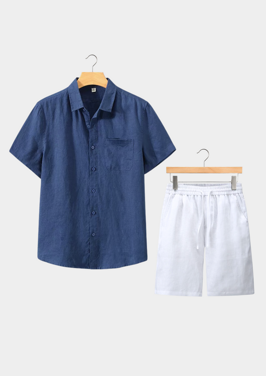 Dolcevita Shortsleeve Summer Set - Navy/white | Roccella