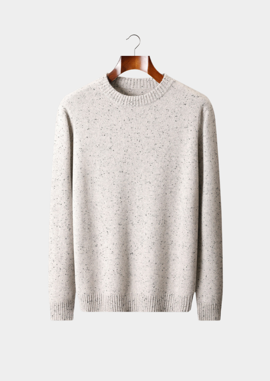 Pure Cashmere White Nepped Essential Crewneck | Roccella