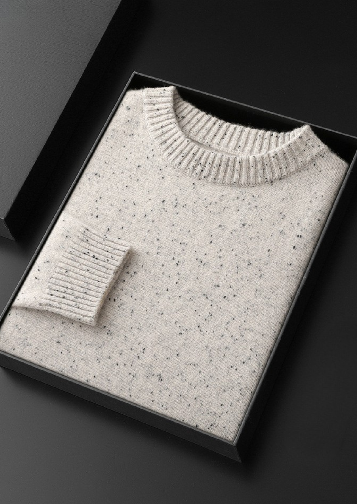 Pure Cashmere White Nepped Essential Crewneck | Roccella
