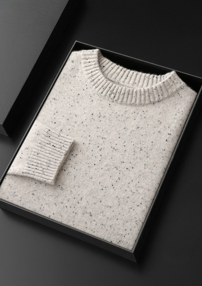 Pure Cashmere White Nepped Essential Crewneck | Roccella