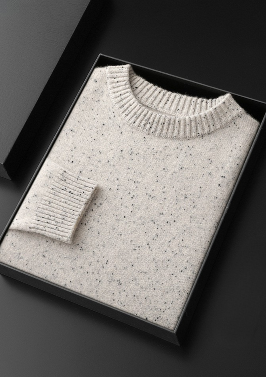 Pure Cashmere White Nepped Essential Crewneck | Roccella