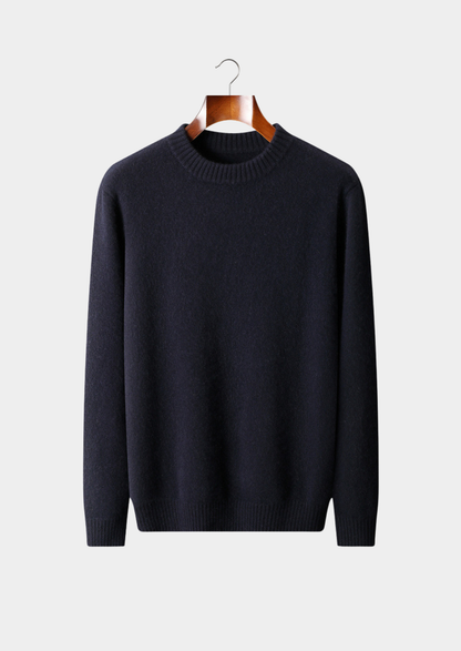 Pure Cashmere Navy Blue Essential Crewneck | Roccella