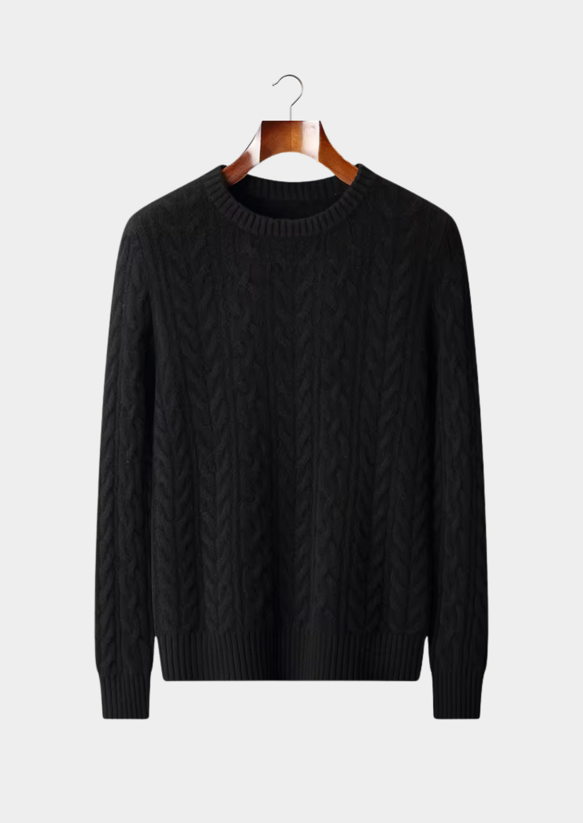 Pure Extra-Fine Merino Wool Cable Knit Crewneck | Roccella