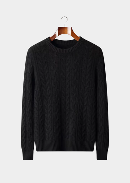 Pure Extra-Fine Merino Wool Cable Knit Crewneck | Roccella