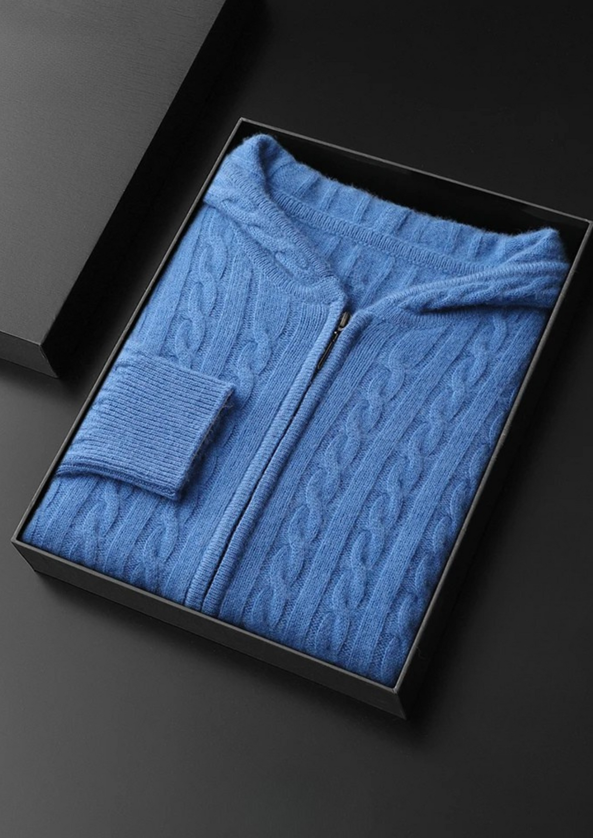 Premium Cashmere Cable Knit Zipper Hoodie | Roccella