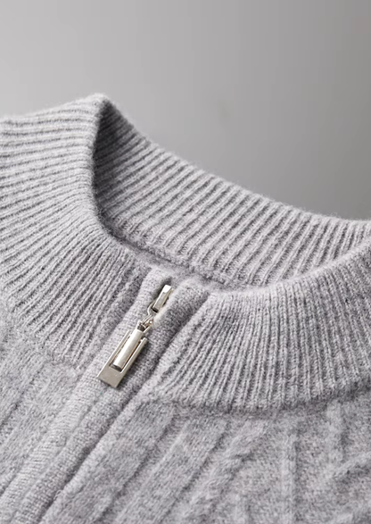 Pure Extra-Fine Merino Wool Patterned Zip Cardigan | Roccella