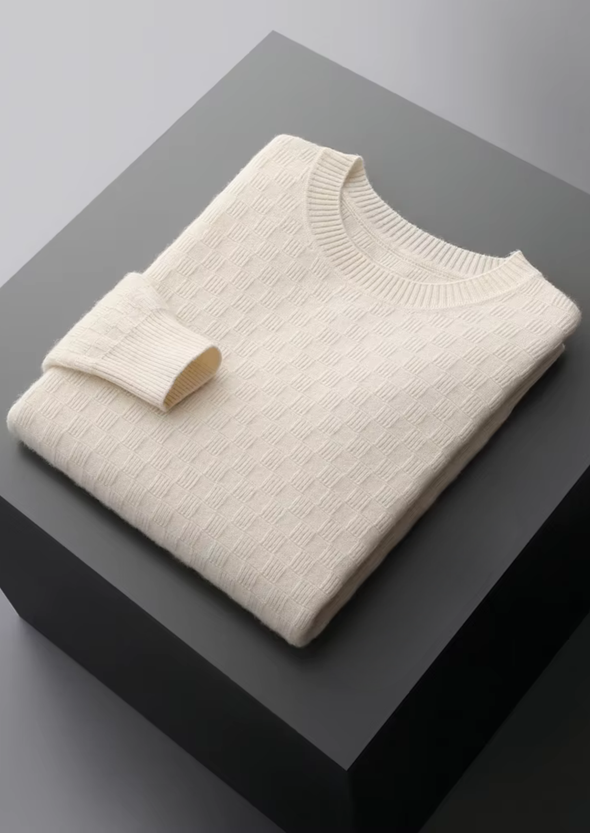 Premium Cashmere Textured Crewneck | Roccella