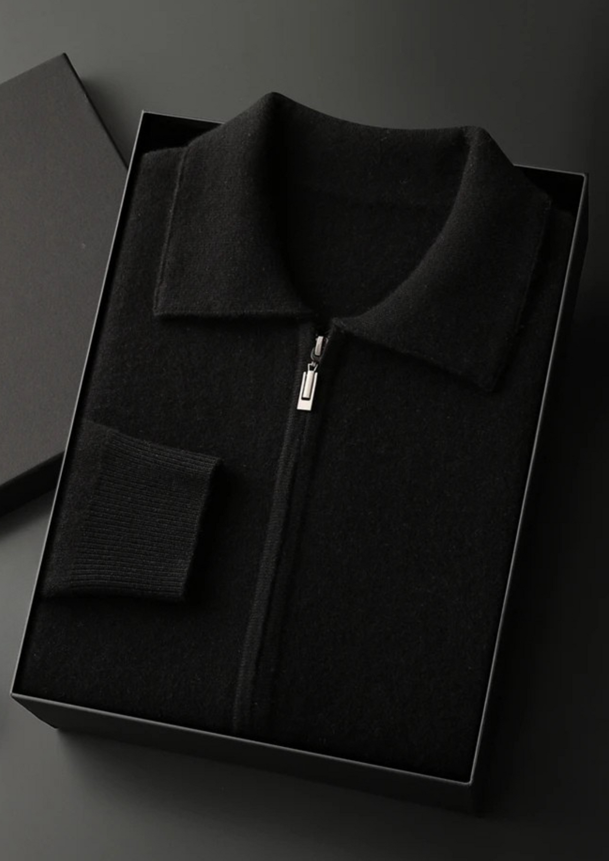 Premium Cashmere Zip Polo Cardigan | Roccella
