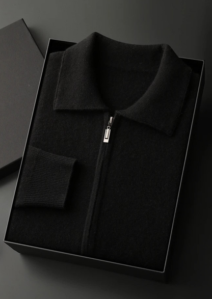 Premium Cashmere Zip Polo Cardigan | Roccella