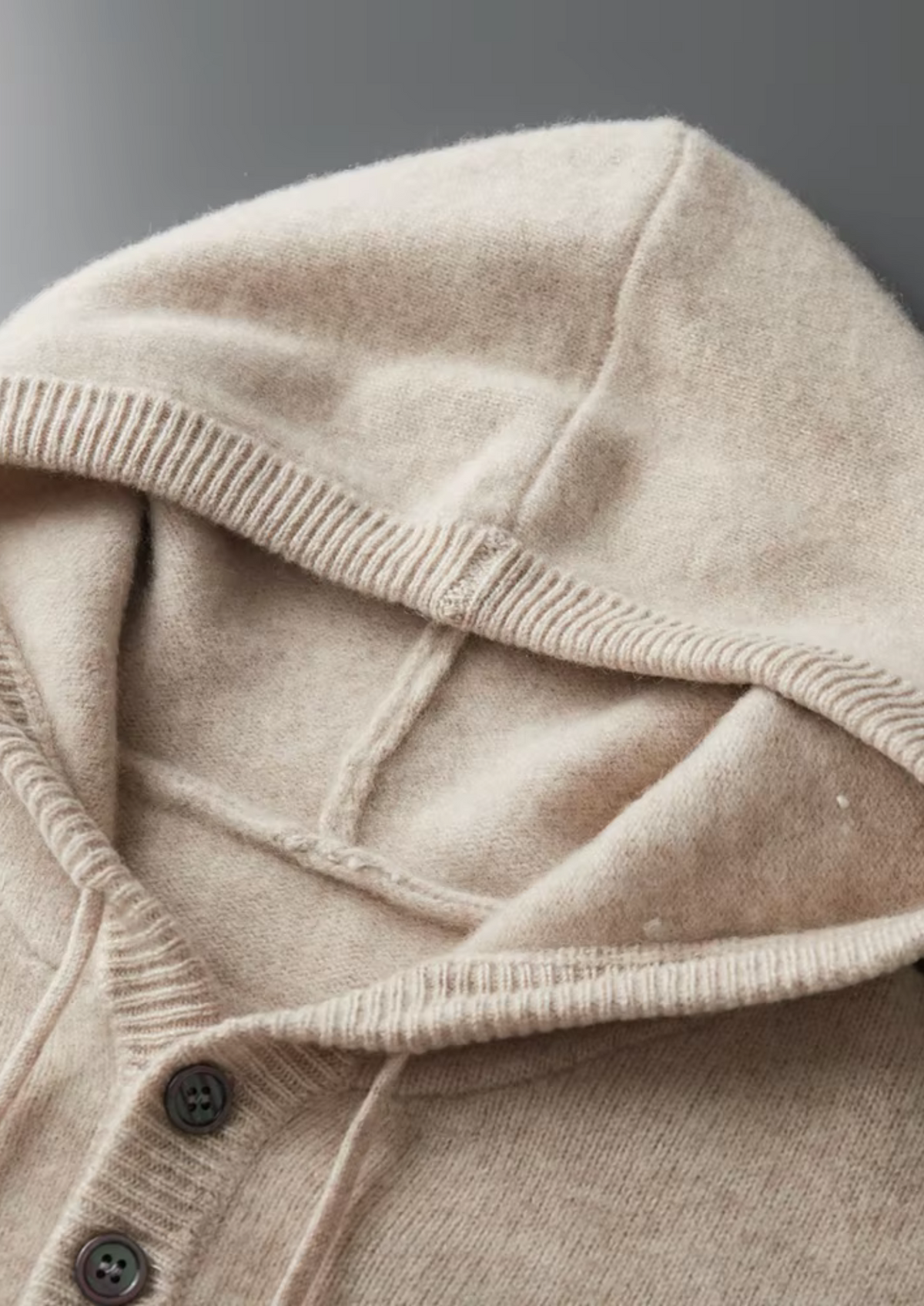 Pure Extra-Fine Merino Wool Button Hoodie | Roccella