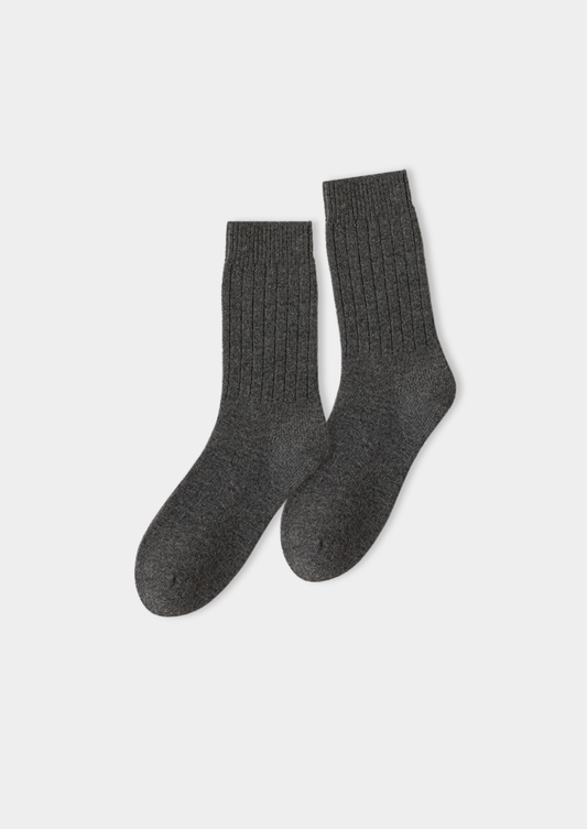 Dark Gray Ultra-Soft Ribbed Merino Wool Socks | Roccella