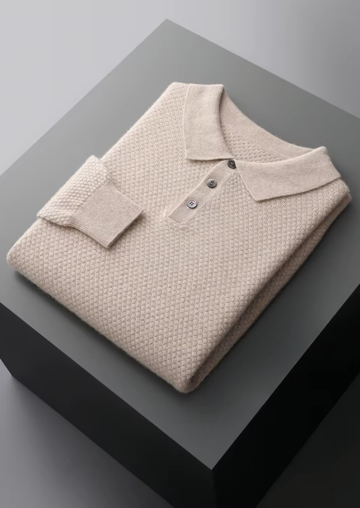 Premium Cashmere Textured Sweater Polo | Roccella