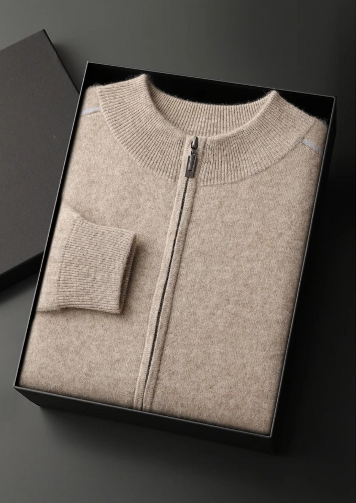 Premium Cashmere Two Tone Zip Cardigan | Roccella