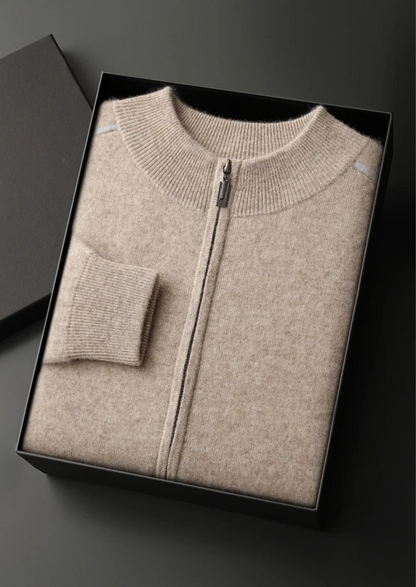 Premium Cashmere Two Tone Zip Cardigan | Roccella