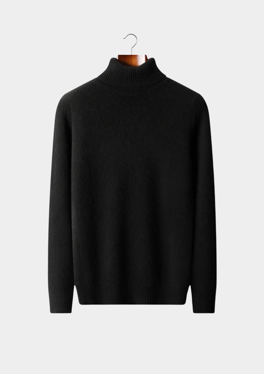 Pure Cashmere Black Essential Rollneck | Roccella