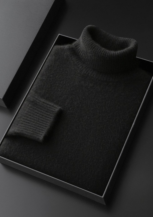 Pure Cashmere Black Essential Rollneck | Roccella