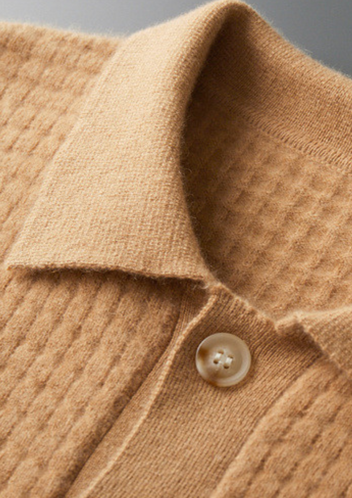 Pure Cashmere Caramel Textured Button Cardigan | Roccella