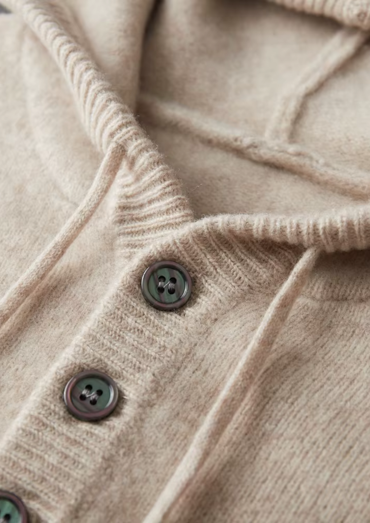 Pure Extra-Fine Merino Wool Button Hoodie | Roccella