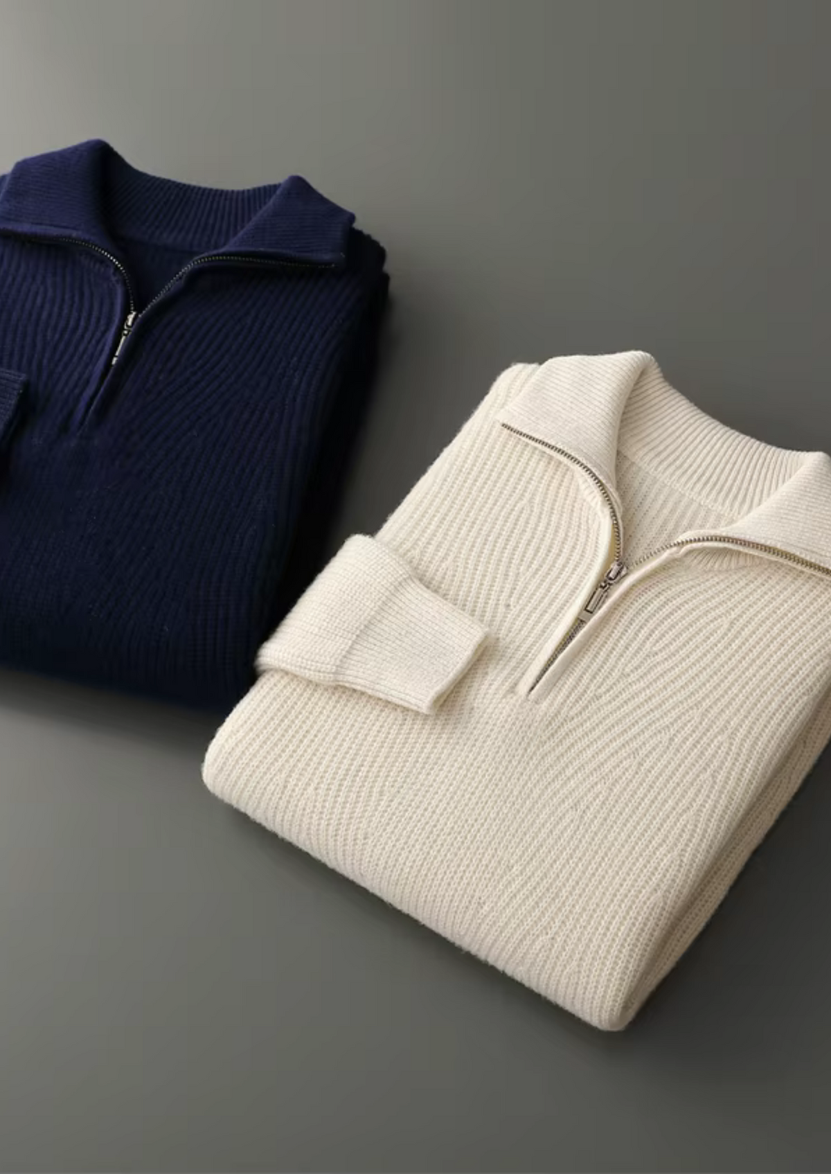 Pure Extra-Fine Merino Wool Ribbed Half-Zip | Roccella
