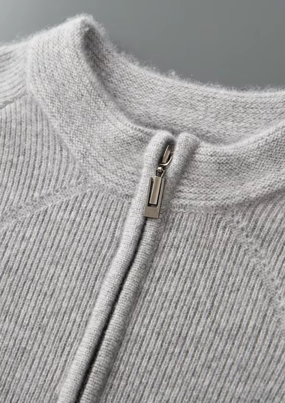 Pure Extra-Fine Merino Wool Ribbed Zip Cardigan | Roccella