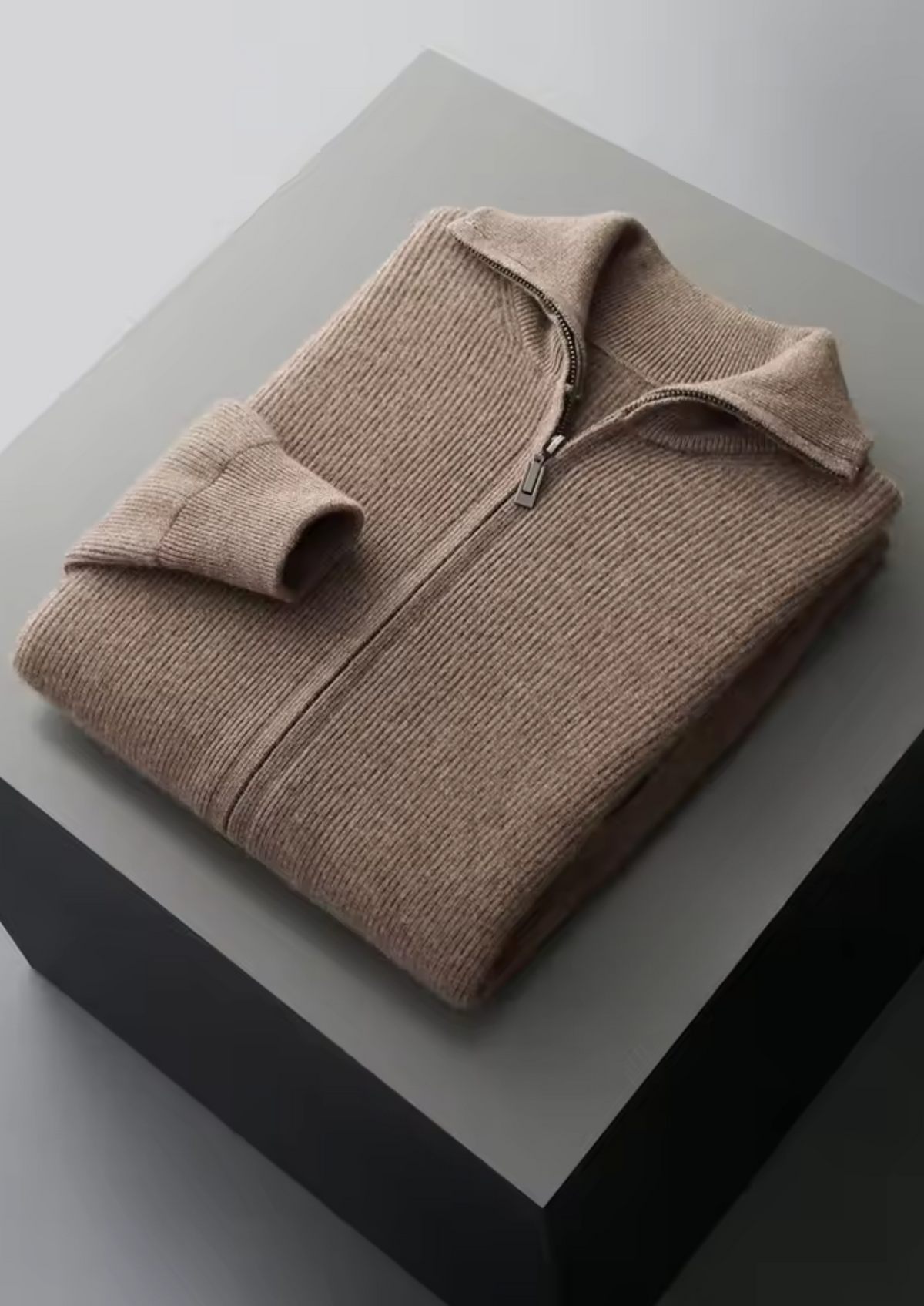Pure Extra-Fine Merino Wool Ribbed Zipper Cardigan | Roccella