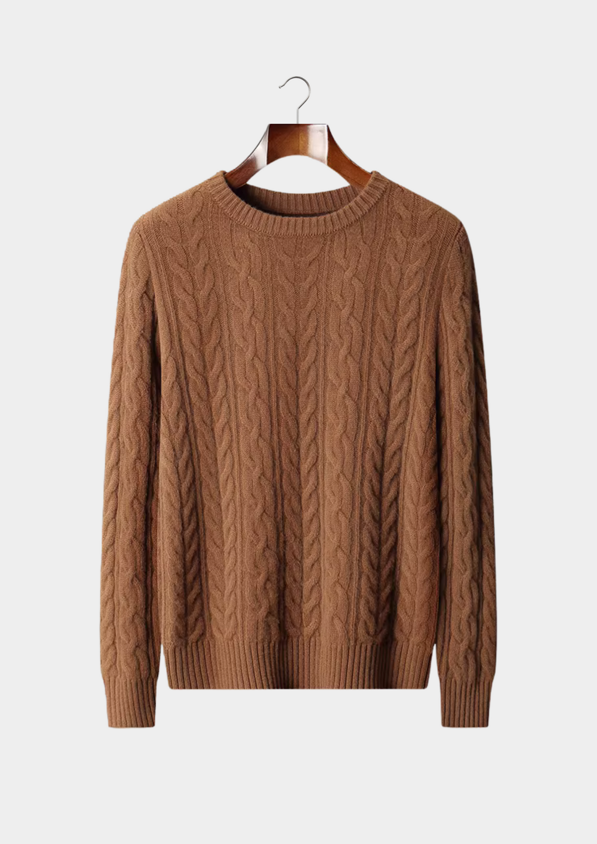 Pure Extra-Fine Merino Wool Cable Knit Crewneck | Roccella