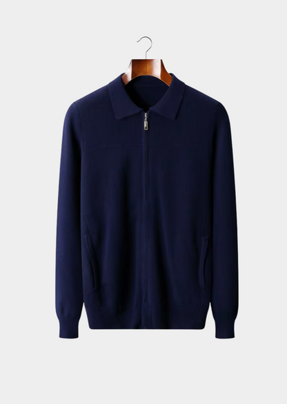 Pure Extra-Fine Merino Wool Ribbed Polo Cardigan | Roccella