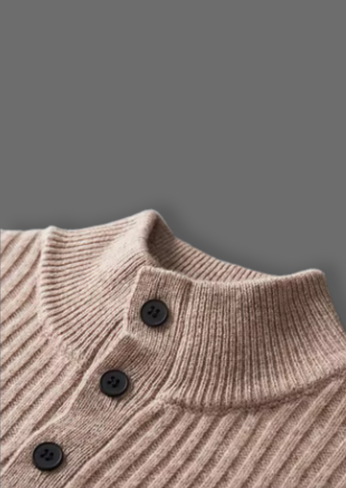 Pure Extra-Fine Merino Wool Ribbed Henley Sweater | Roccella