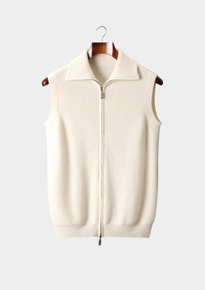 Pure Cashmere Ivory Body Warmer Vest | Roccella