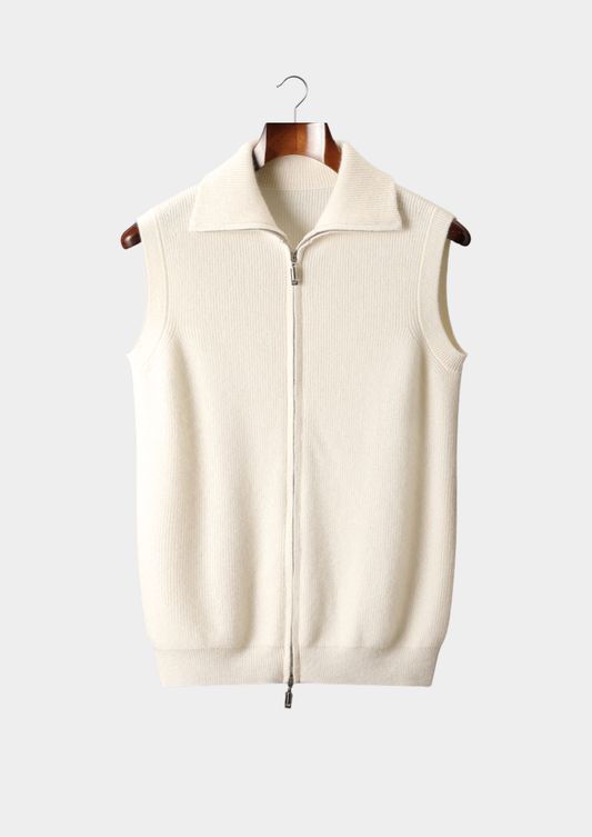 Pure Cashmere Ivory Body Warmer Vest | Roccella