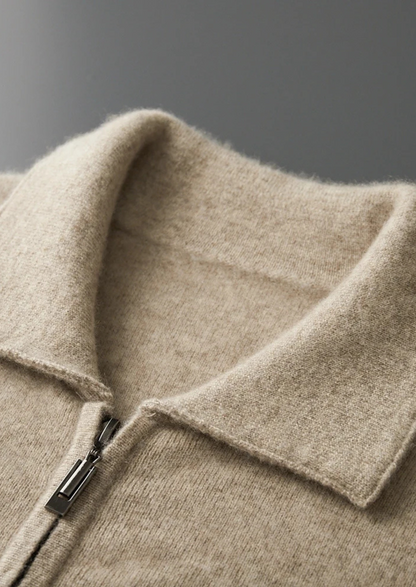 Premium Cashmere Zip Polo Cardigan | Roccella