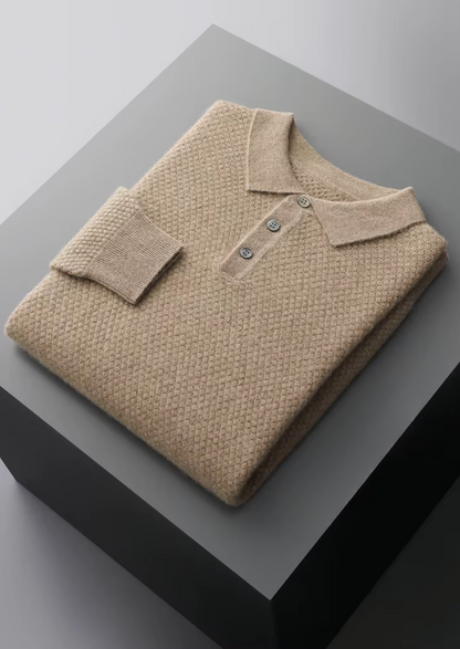 Premium Cashmere Textured Sweater Polo | Roccella
