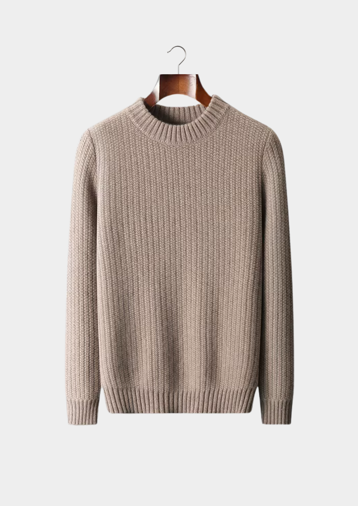 Pure Cashmere Beige Heavyweight Crewneck | Roccella