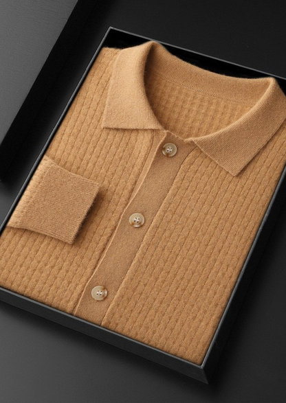 Pure Cashmere Caramel Textured Button Cardigan | Roccella