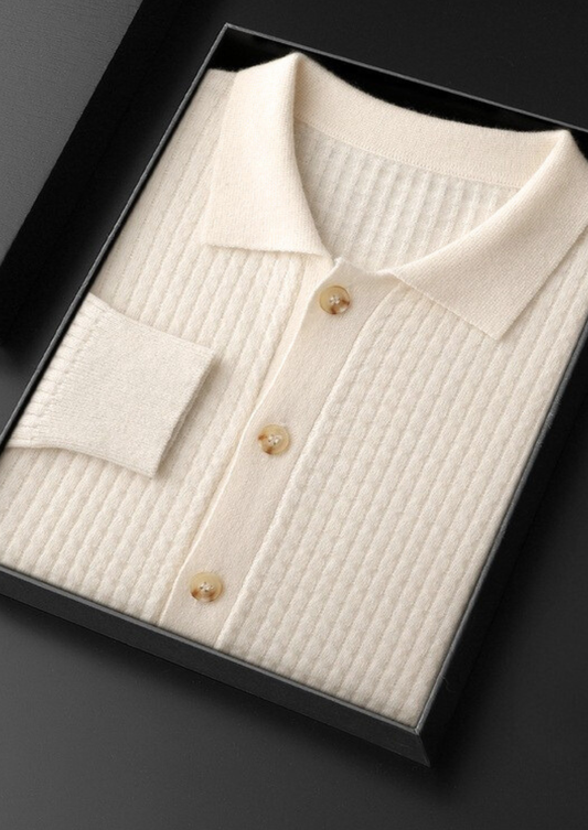 Pure Cashmere Ivory Textured Button Cardigan | Roccella