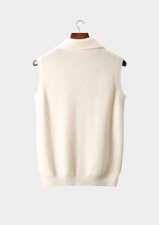 Pure Cashmere Ivory Body Warmer Vest | Roccella