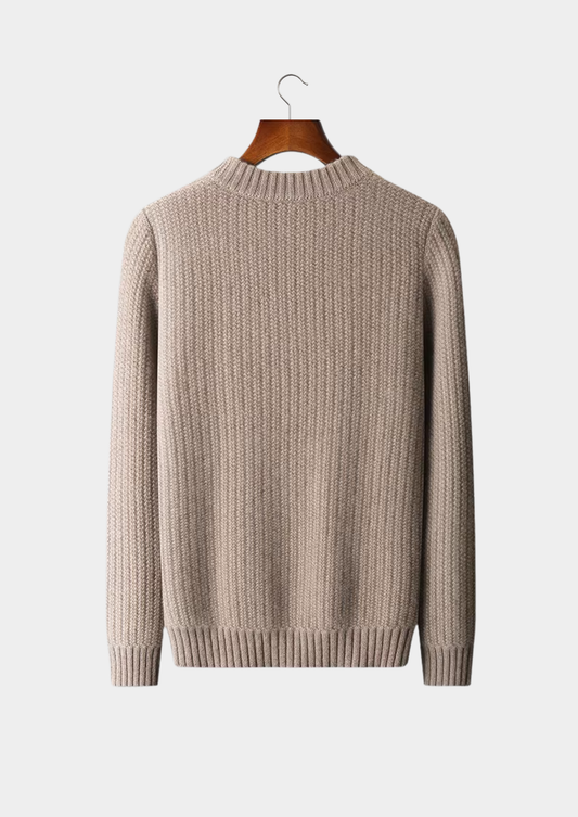 Pure Cashmere Beige Heavyweight Crewneck | Roccella
