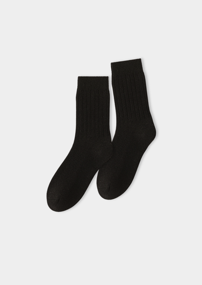 Black Ultra-Soft Ribbed Merino Wool Socks | Roccella