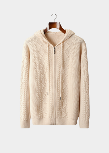Pure Extra-Fine Merino Wool Wintertime Zipper Hoodie | Roccella