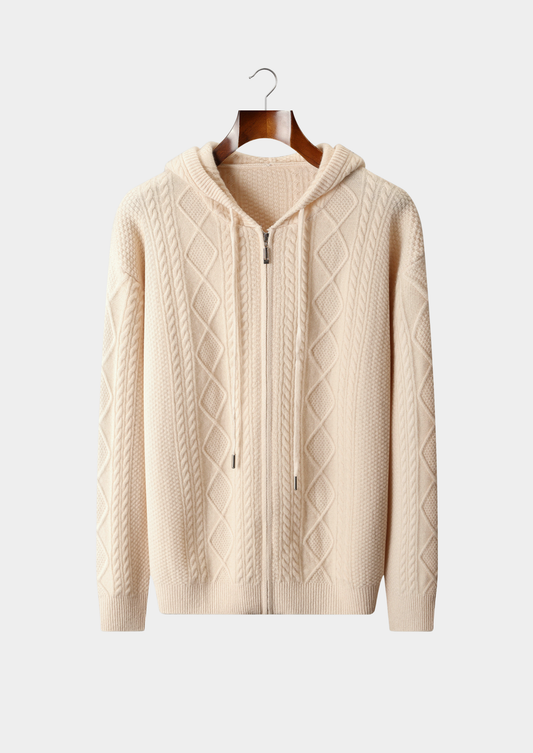 Pure Extra-Fine Merino Wool Wintertime Zipper Hoodie | Roccella