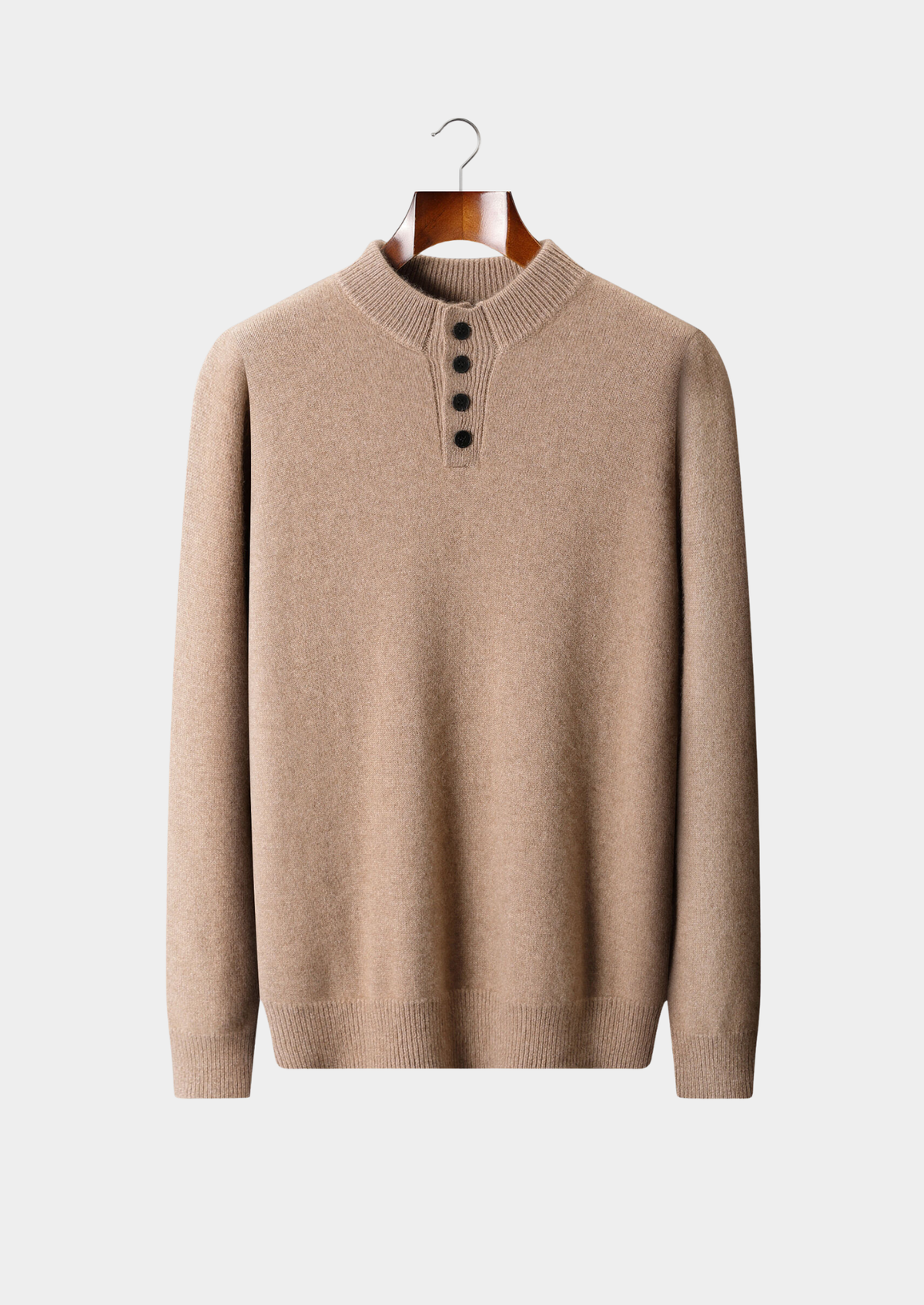 Pure Cashmere Beige Button Sweater | Roccella