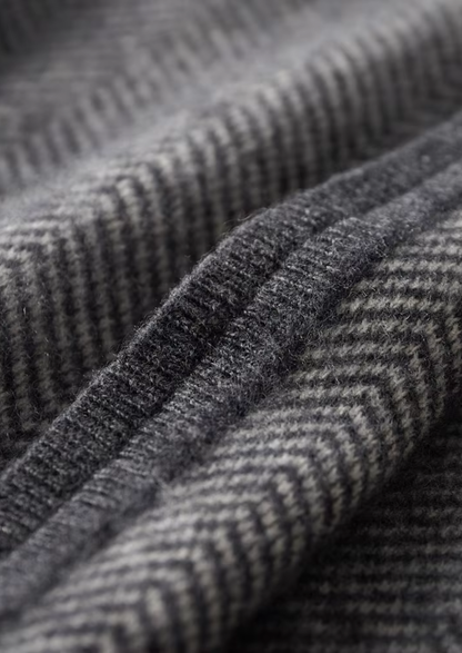 Pure Extra-Fine Merino Wool Gray Herringbone Set | Roccella