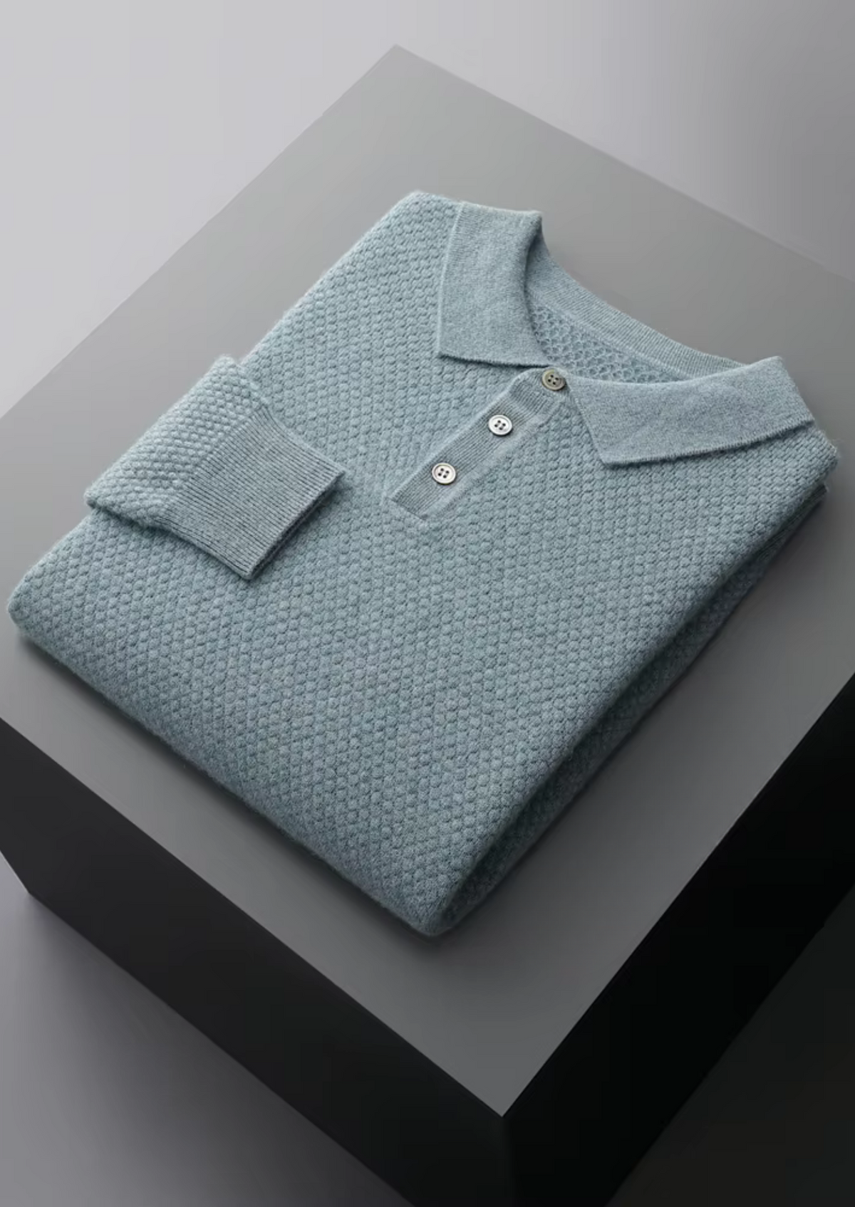 Premium Cashmere Textured Sweater Polo | Roccella