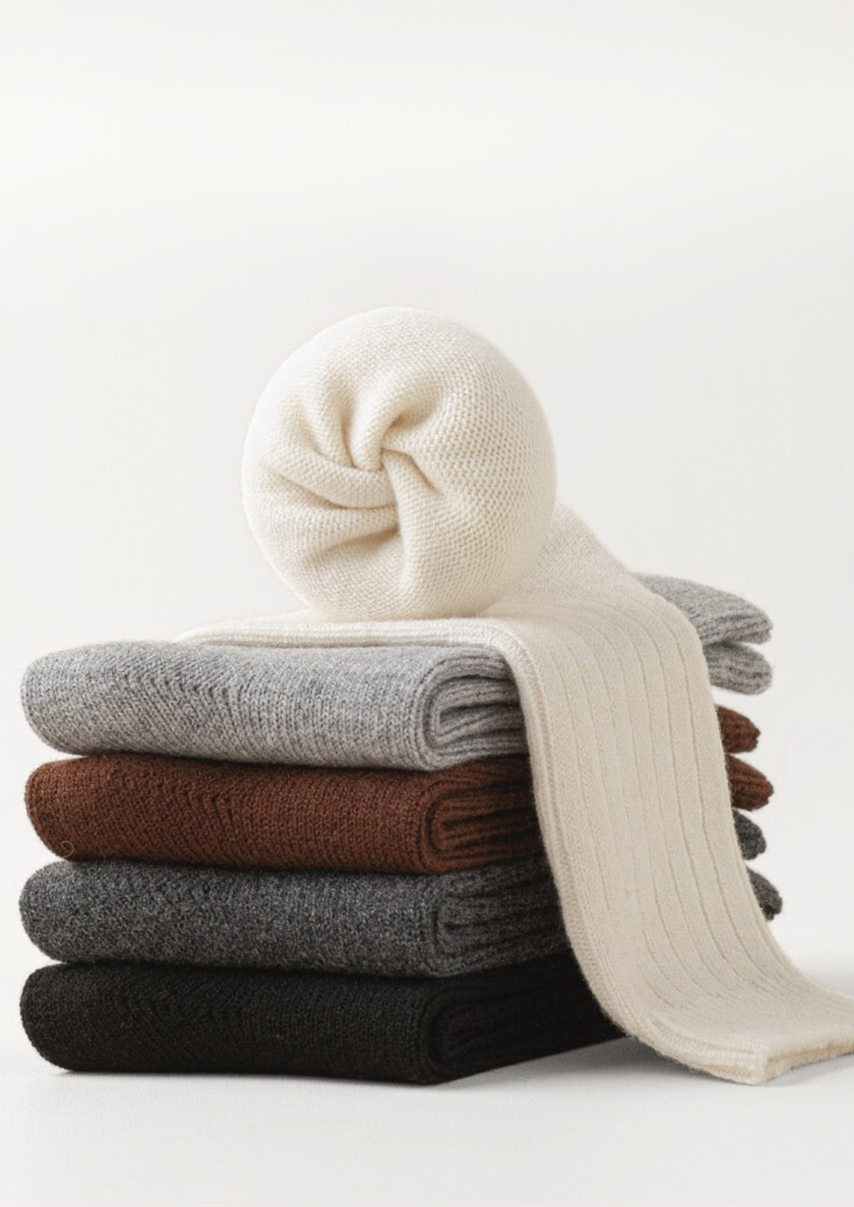 Coffee Ultra-Soft Ribbed Merino Wool Socks | Roccella