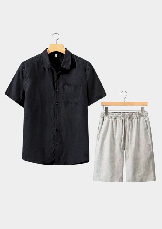 Dolcevita Shortsleeve Summer Set - Black/beige | Roccella
